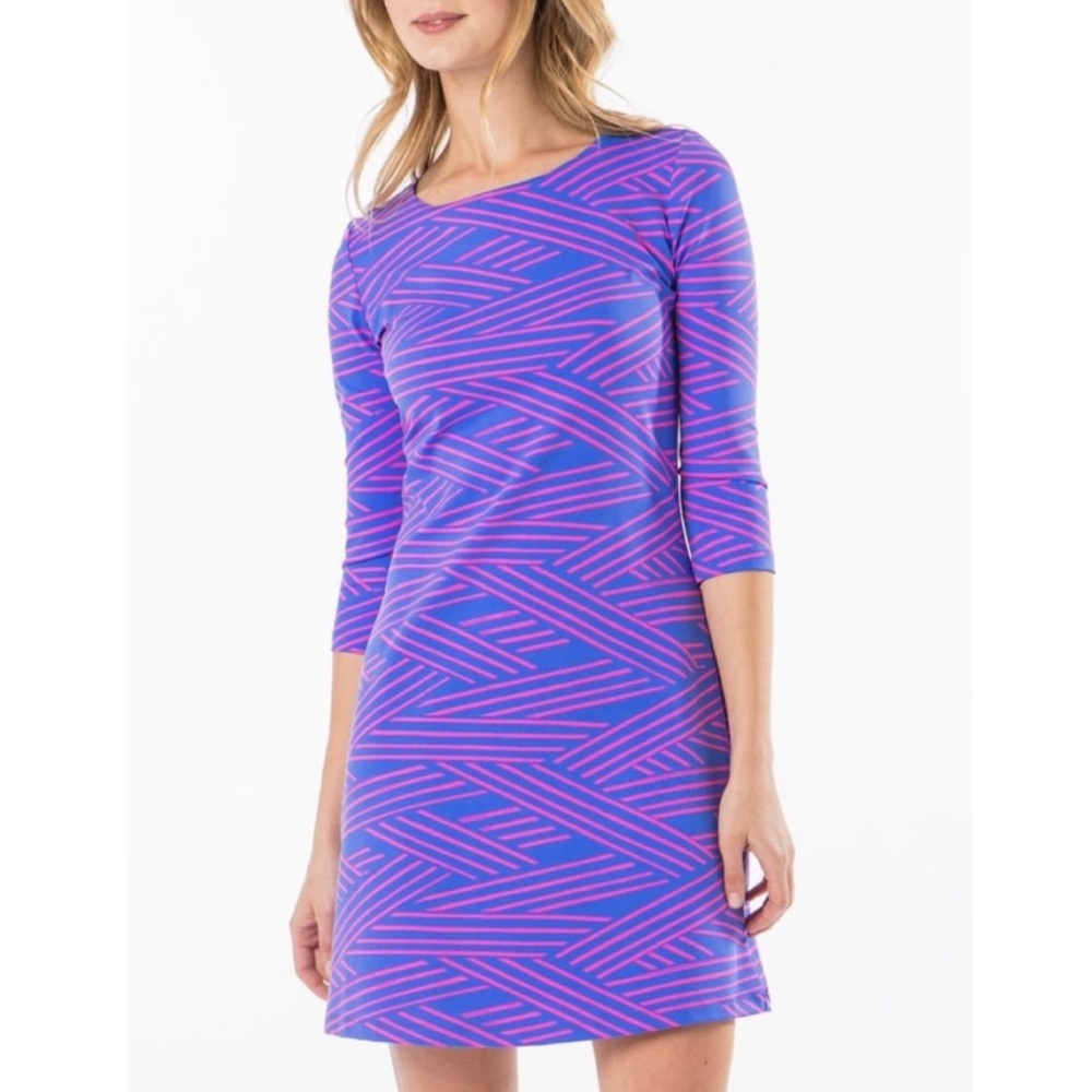 MAHI GOLD Purple & Pink Geometric Mini Dress